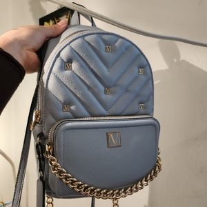 Victoria's secret blue stud backpack gold hardware